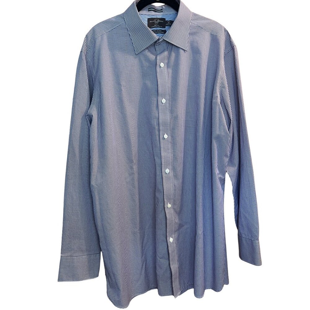 Full Cotton High Quality Button Down // Black Brown Fitted Non-Iron Men's XL